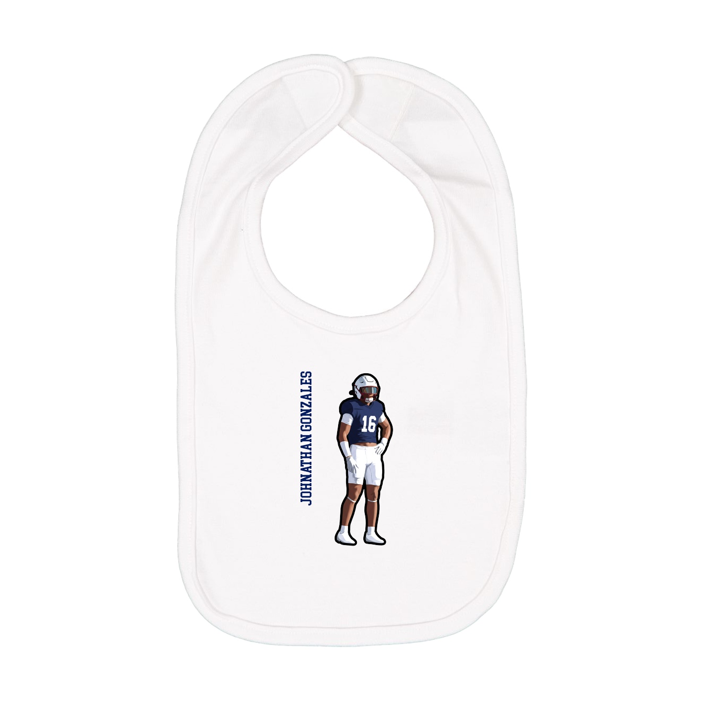 Infant Bib — Name Vertical in White