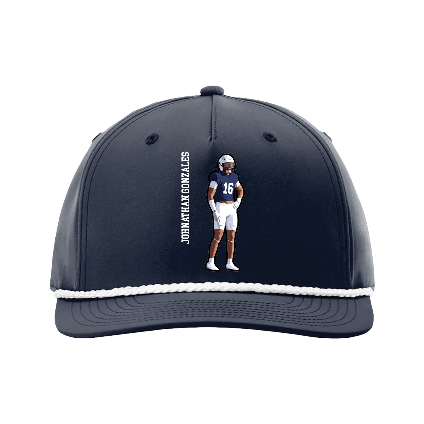 Five-Panel Classic Rope Cap — Name Vertical in Navy
