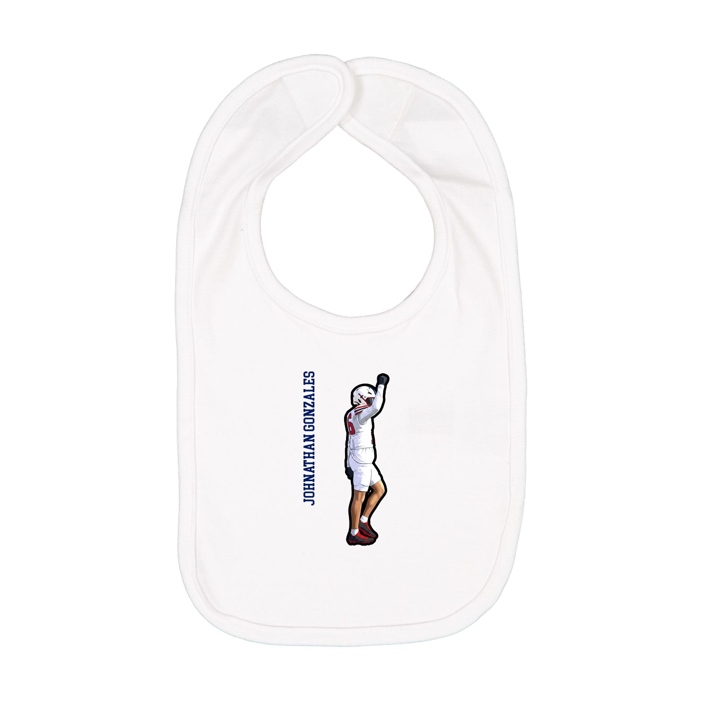 Infant Bib — Name Vertical in White