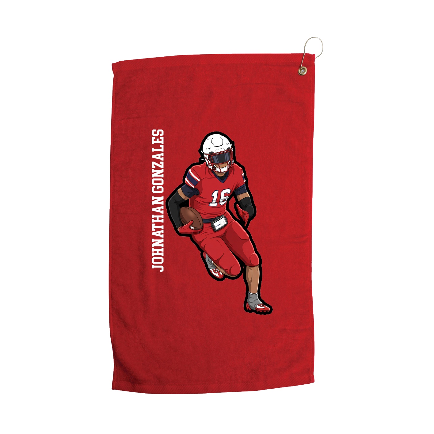 Golf Towel — Name Vertical in Red
