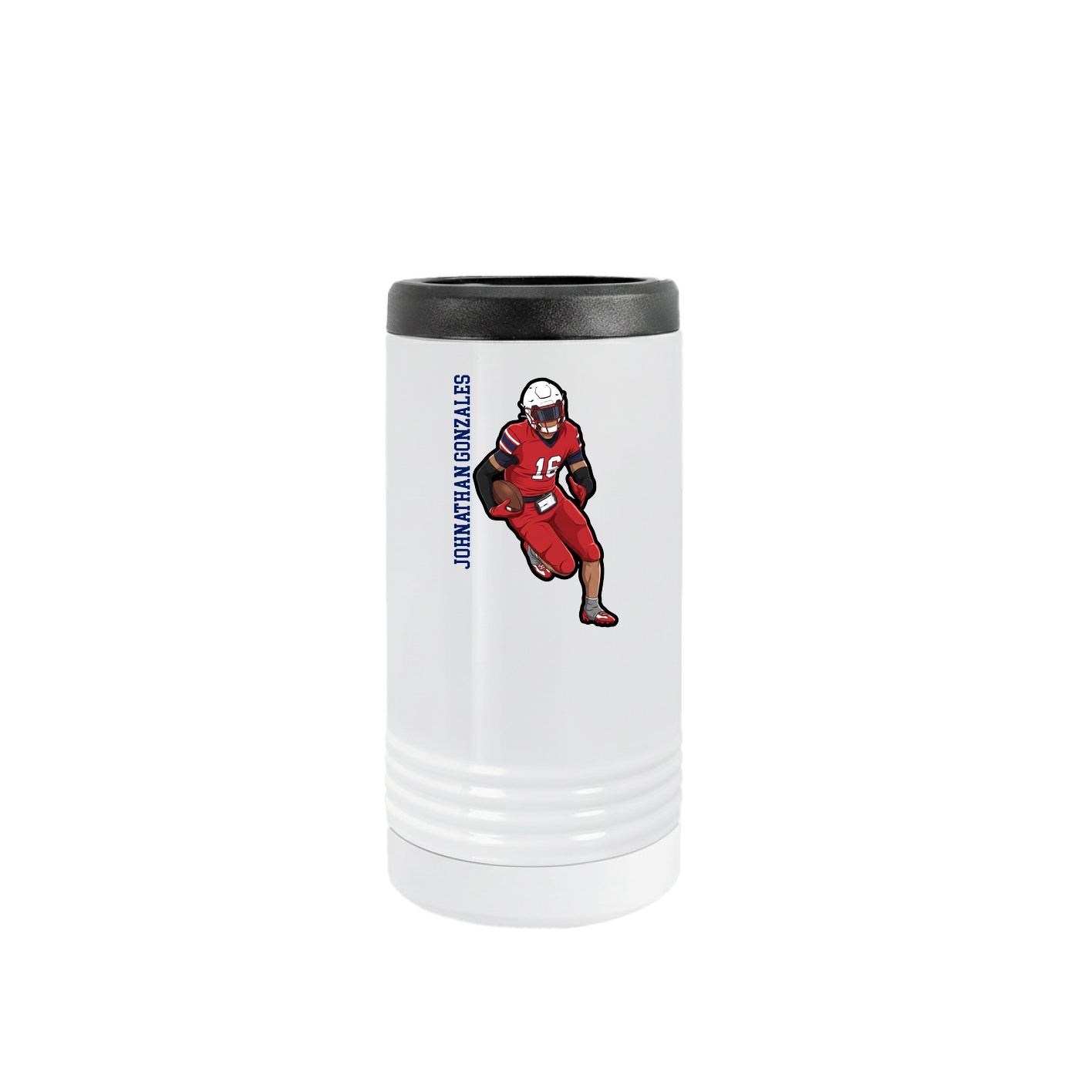 Slim Beverage Holder — Name Vertical in White