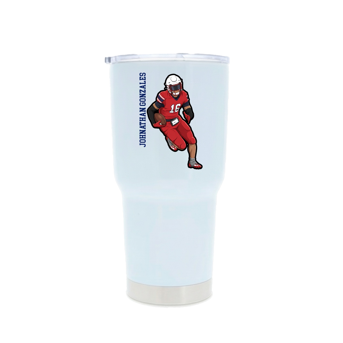 30oz Stainless Steel Tumbler — Name Vertical in White