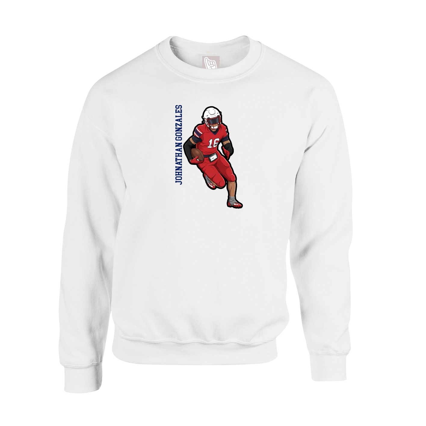 Fleece Crew — Name Vertical in White