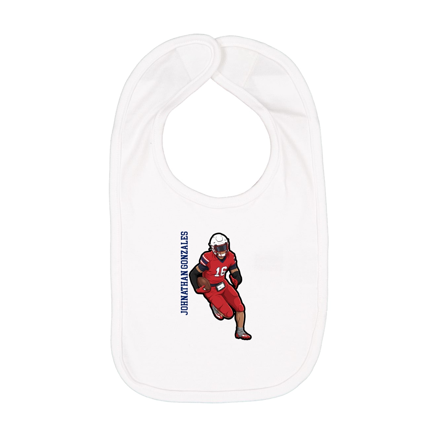 Infant Bib — Name Vertical in White