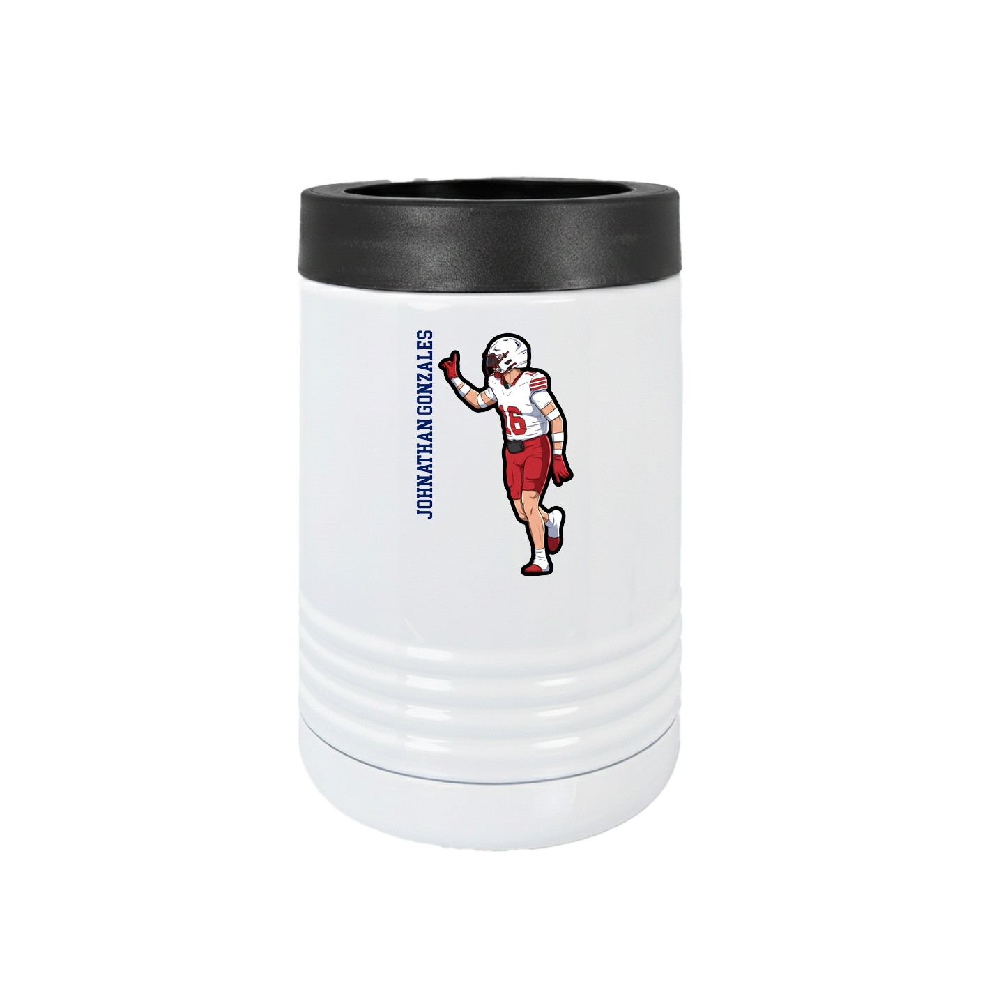 Beverage Holder — Name Vertical in White