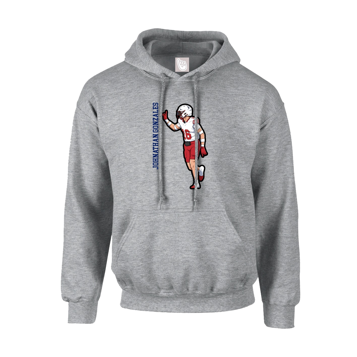 Youth Hoodie — Name Vertical in Grey
