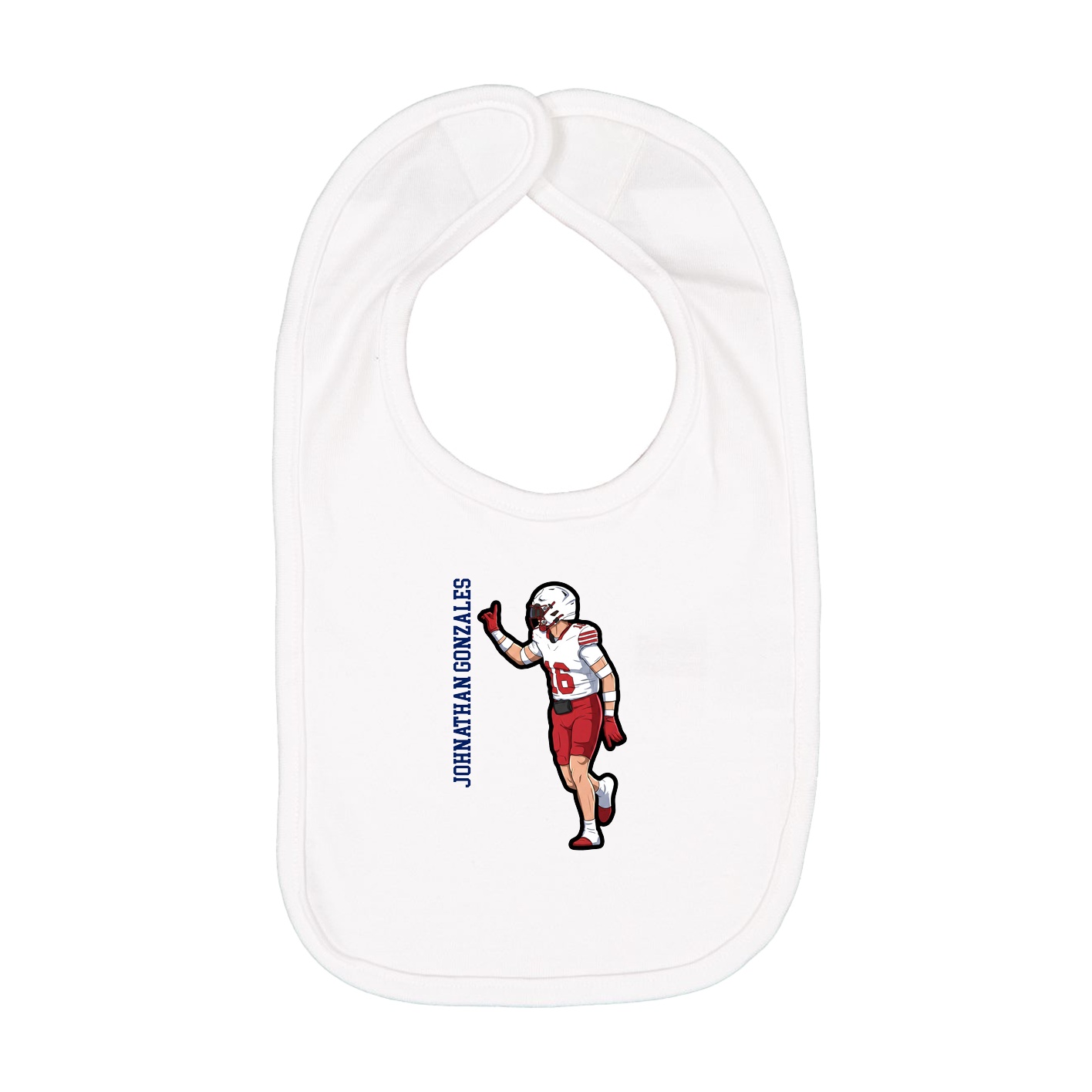Infant Bib — Name Vertical in White