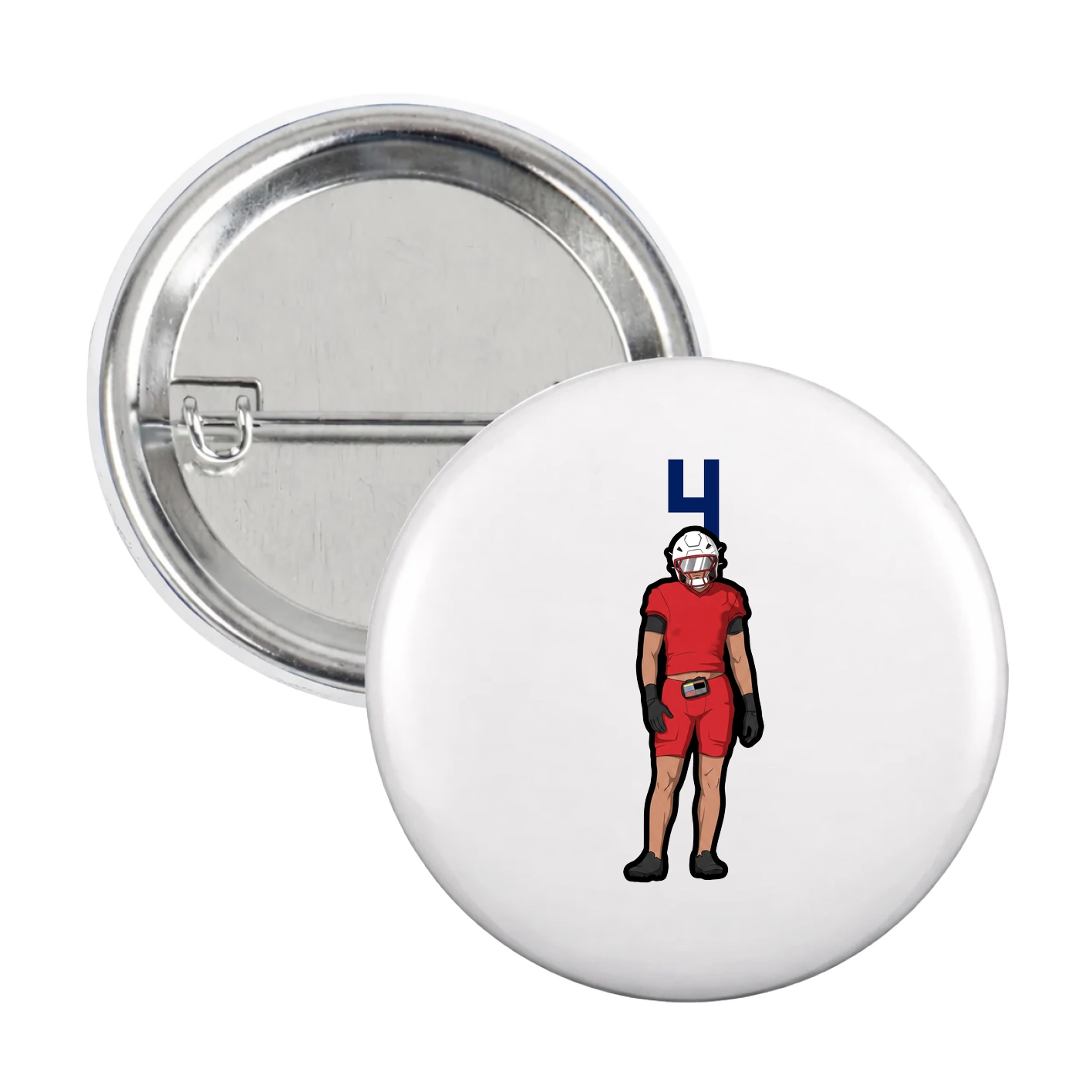 Game Day Button — Number Top in White