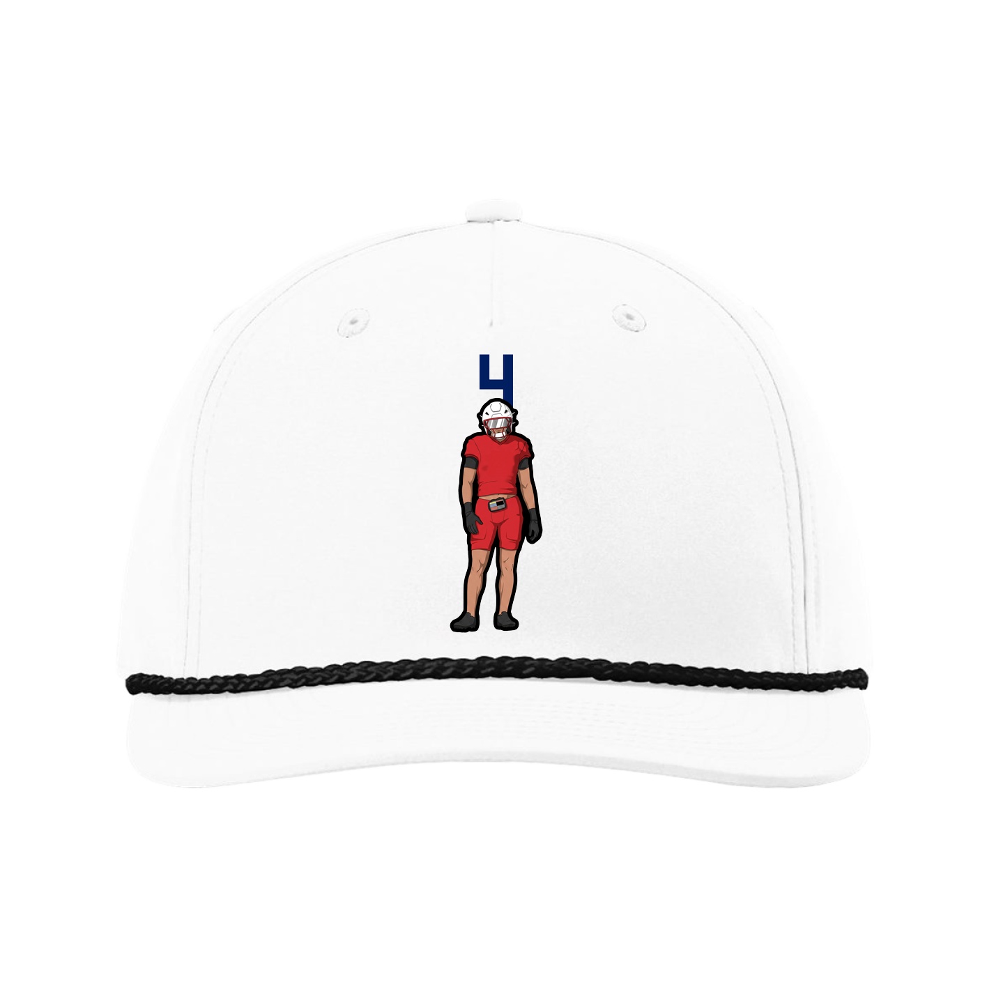 Five-Panel Classic Rope Cap — Number Top in White