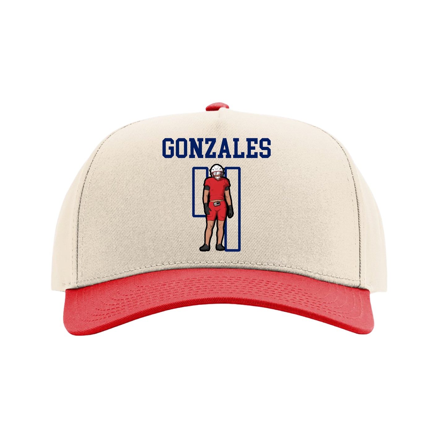 Full Fabric Five-Panel Champ Cap — Shirsey in Cream/Red
