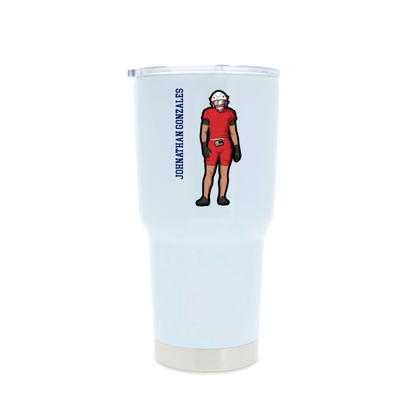 30oz Stainless Steel Tumbler — Name Vertical in White