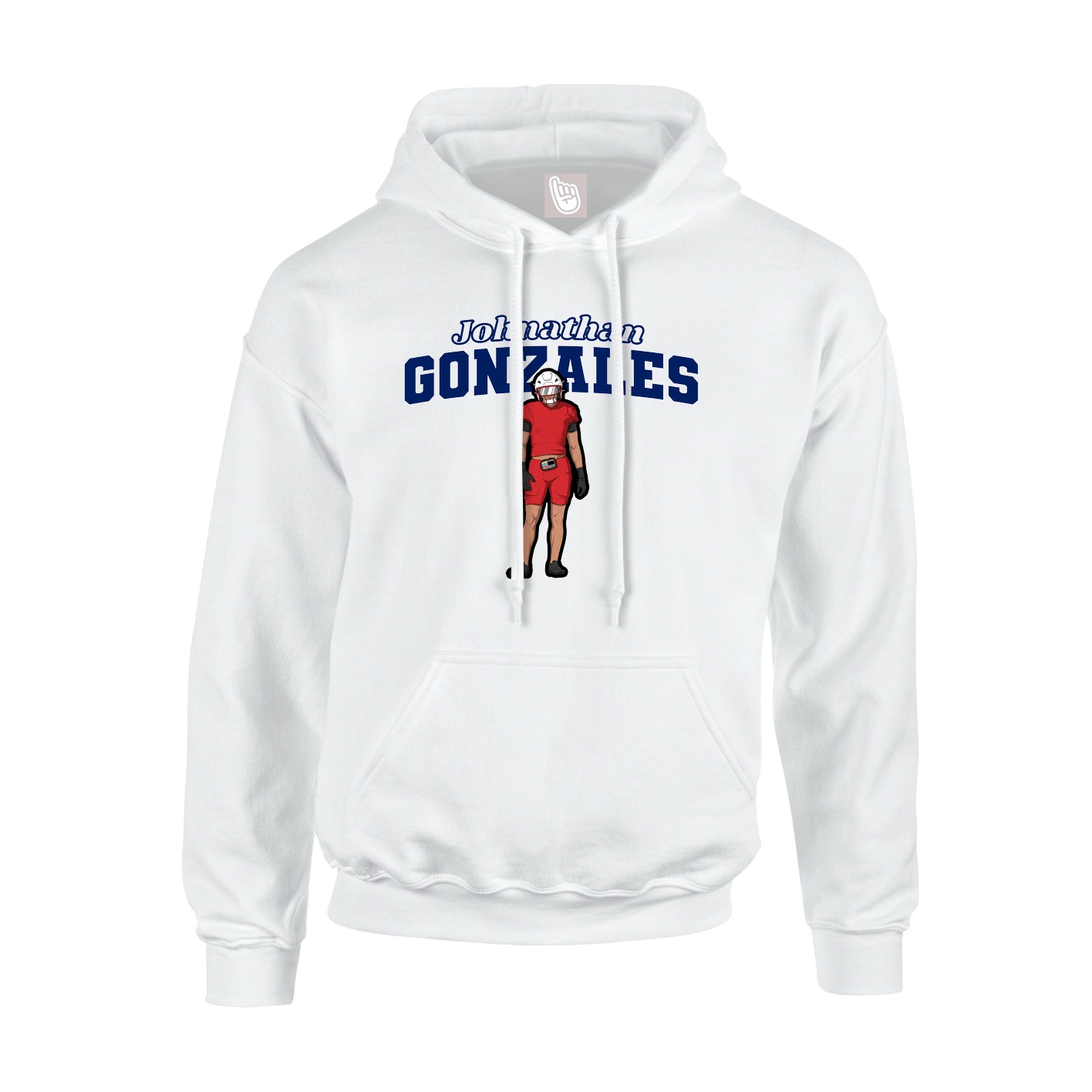 Youth Hoodie — Name Arch in White