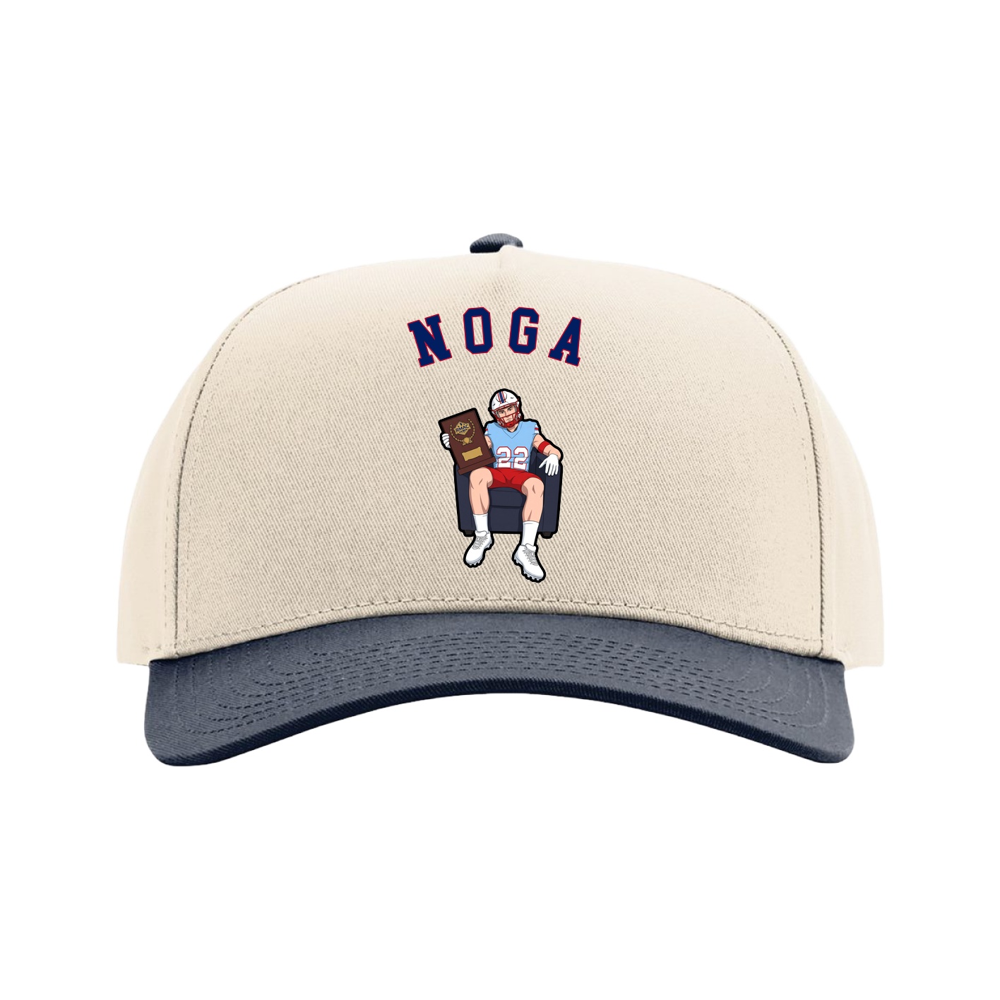 Full Fabric Five-Panel Champ Cap — Shirsey Arch in Cream/Navy