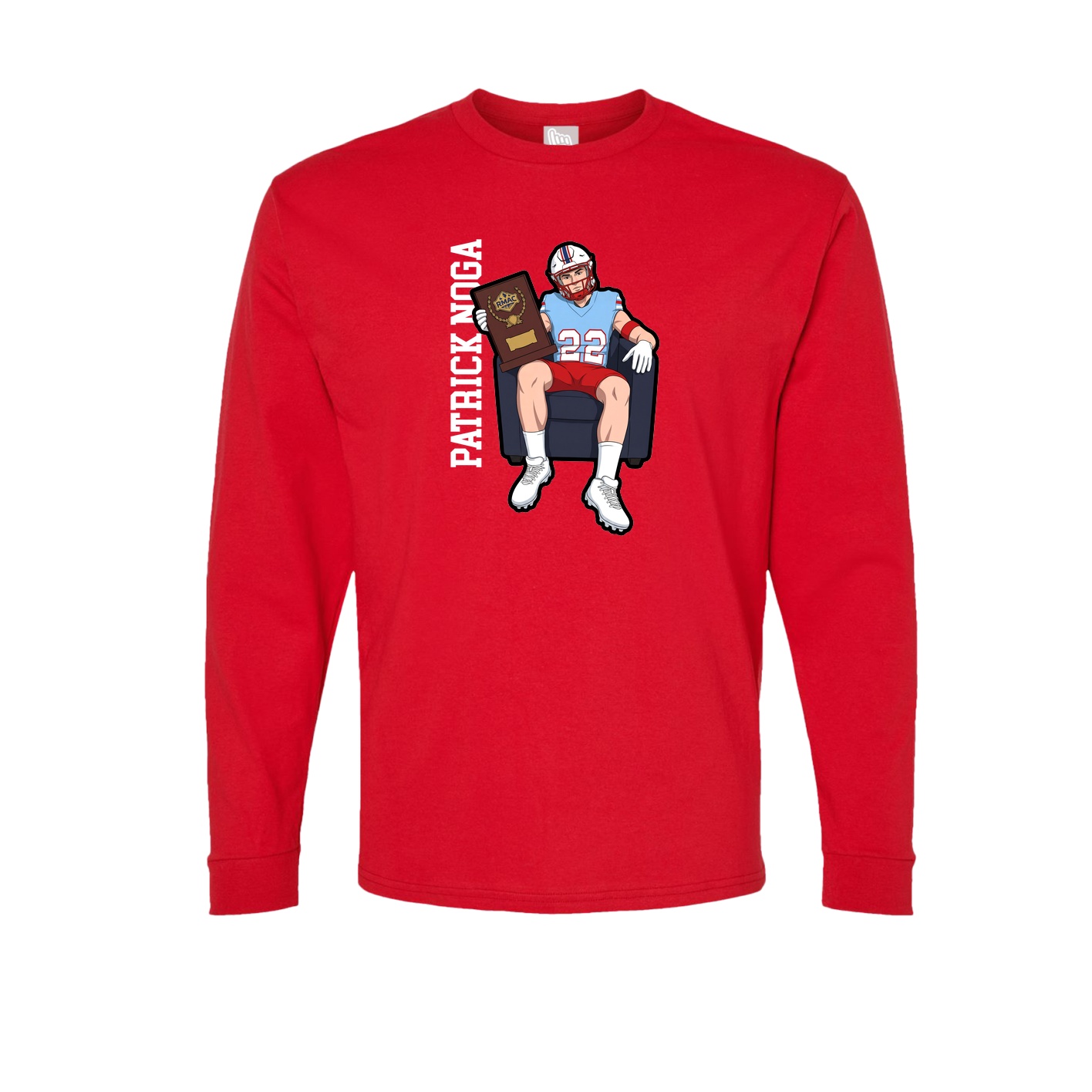 Long Sleeve Tee — Name Vertical in Red