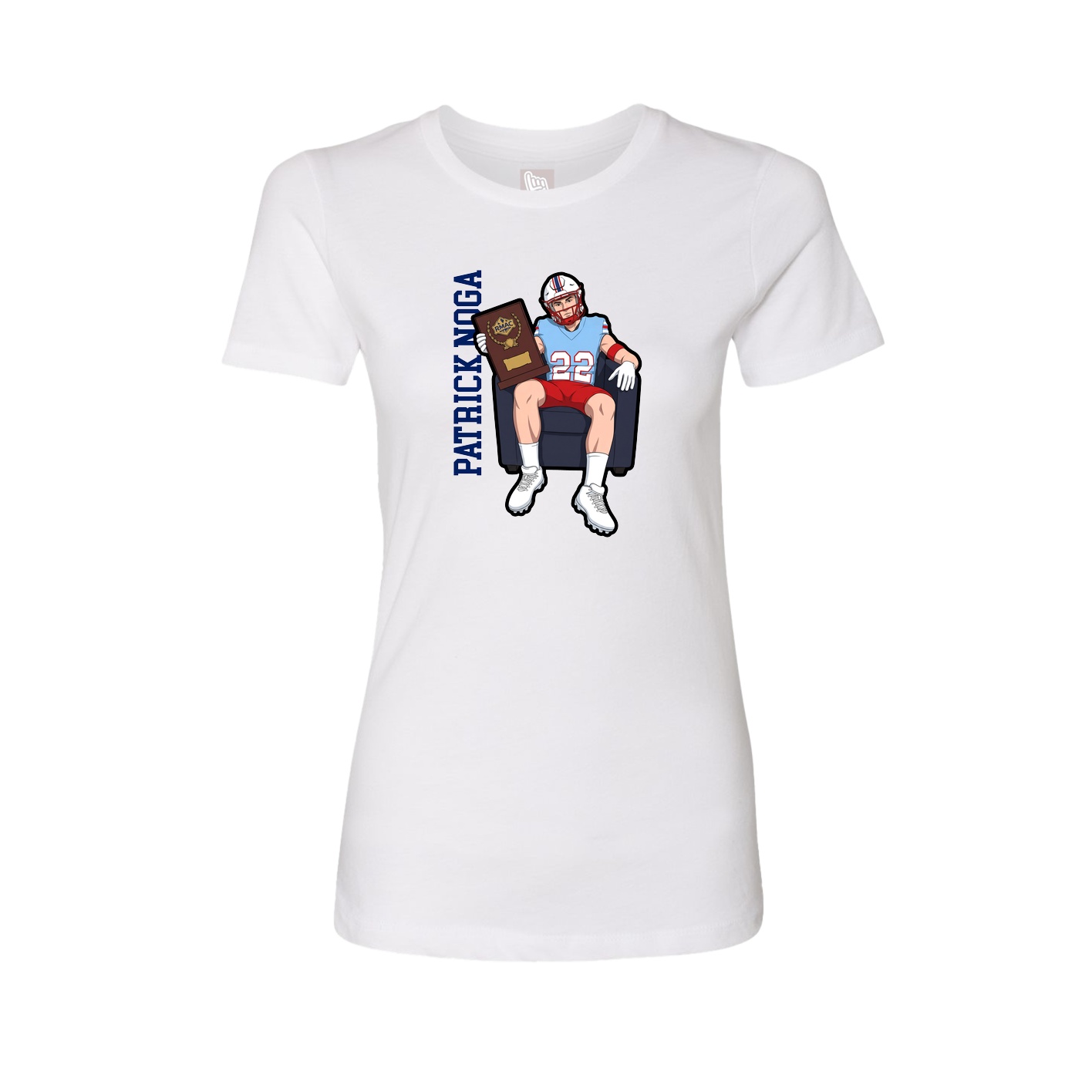 Fitted Women's Tee — Name Vertical in White
