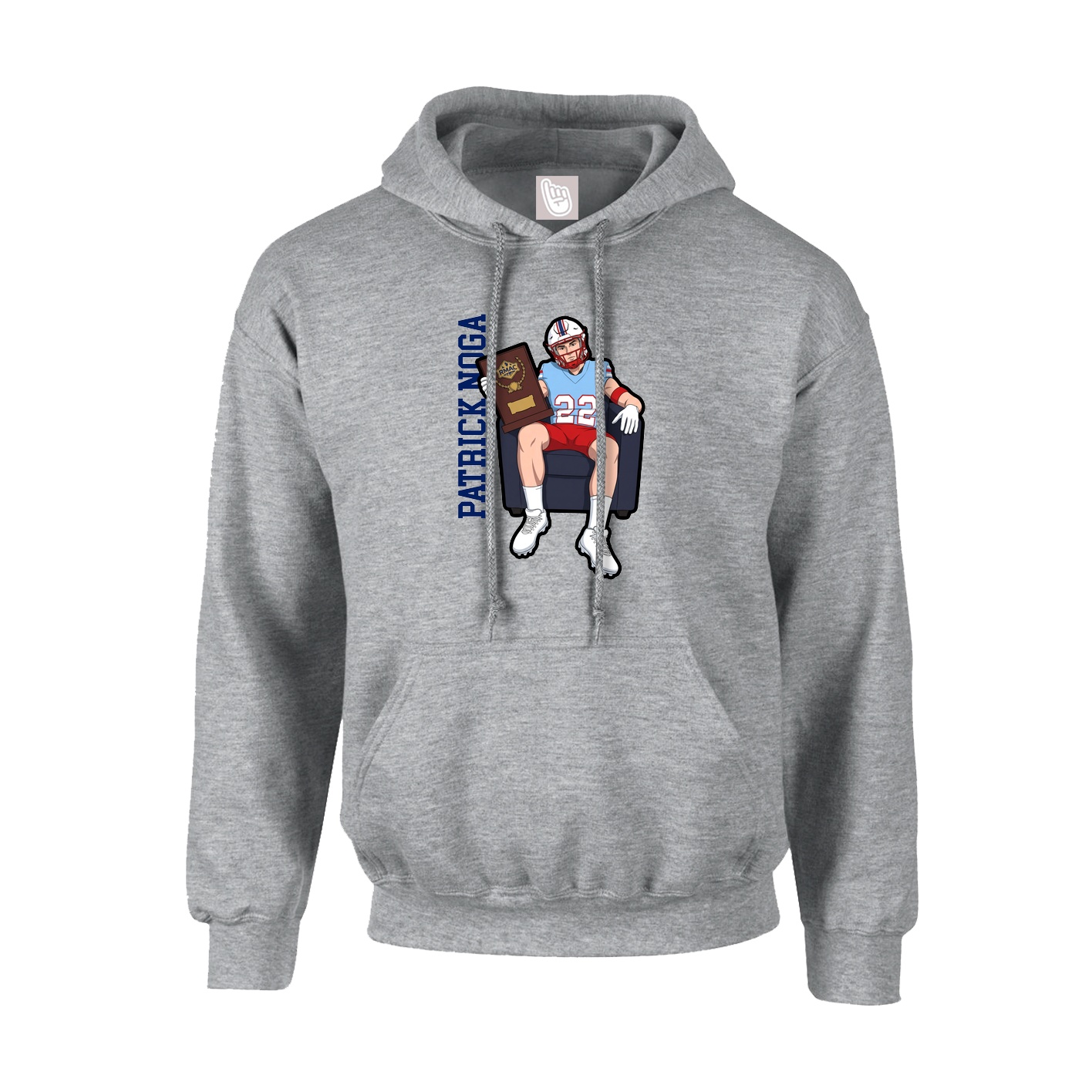 Youth Hoodie — Name Vertical in Grey