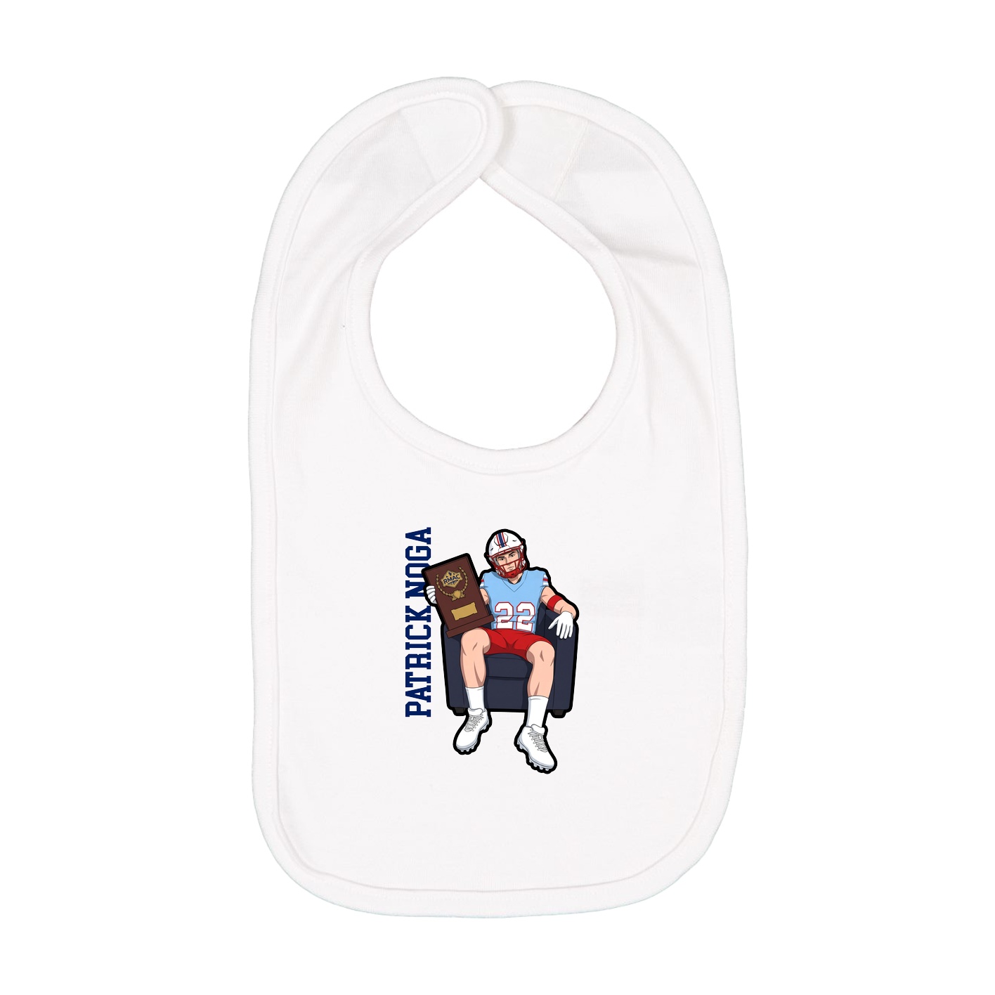 Infant Bib — Name Vertical in White