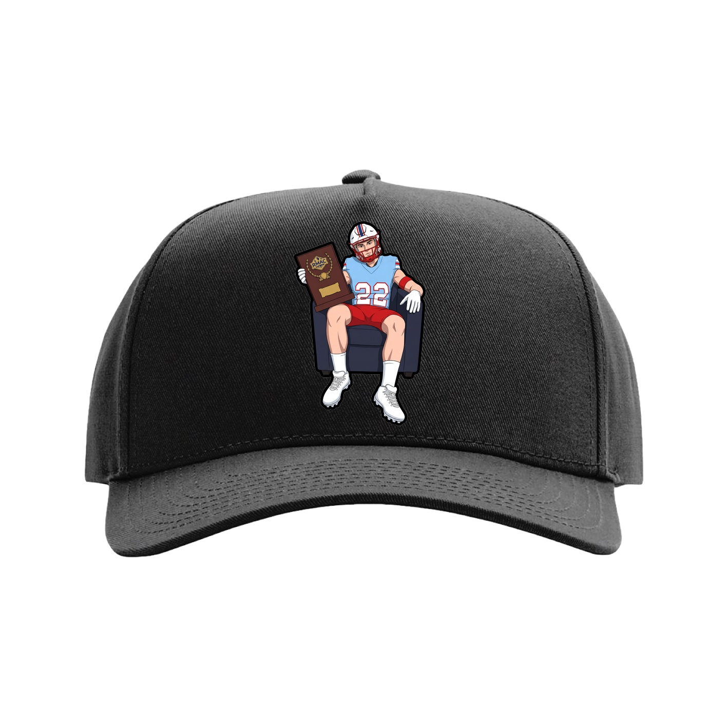 Full Fabric Five-Panel Champ Cap — Name Vertical in Black