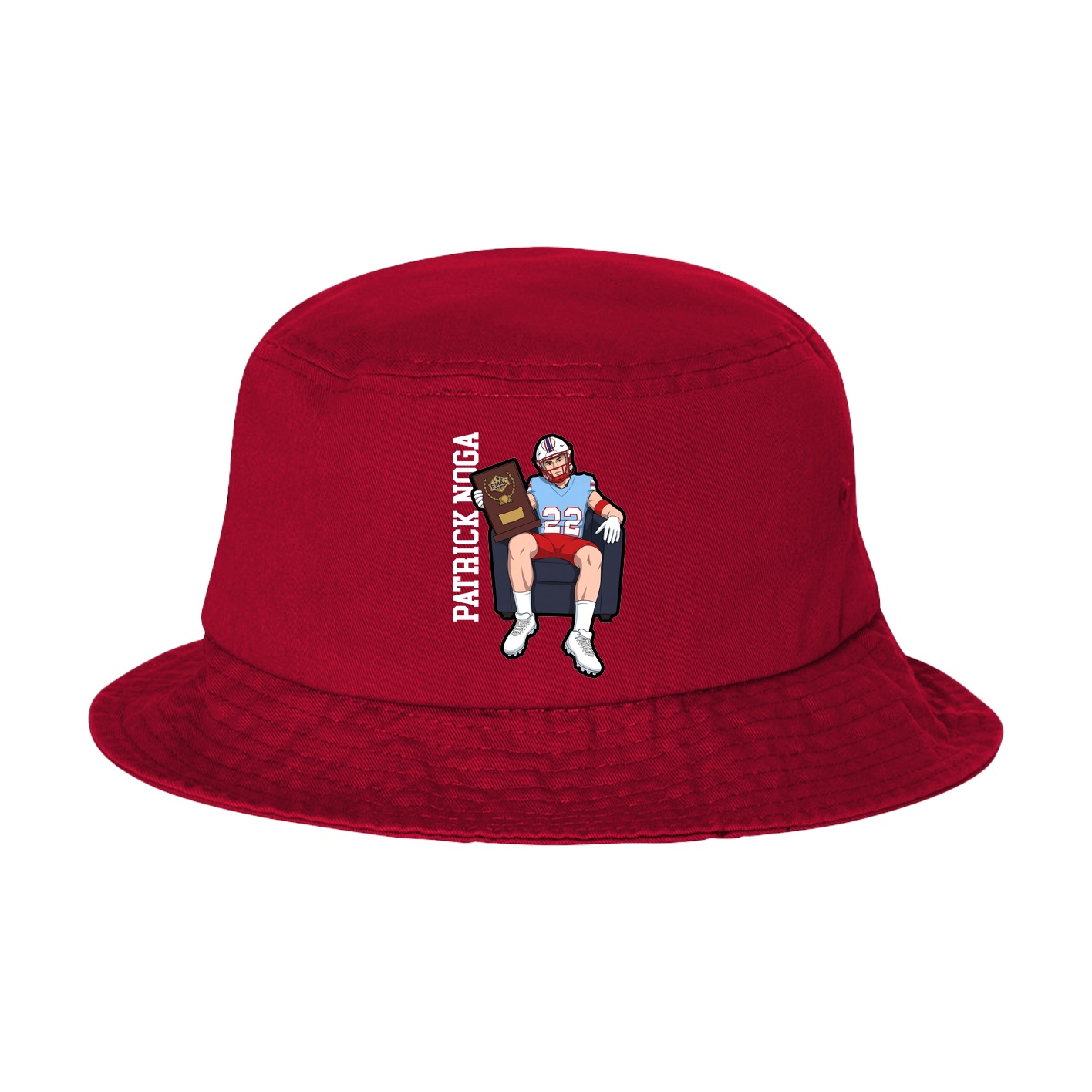 Bucket Cap — Name Vertical in Red