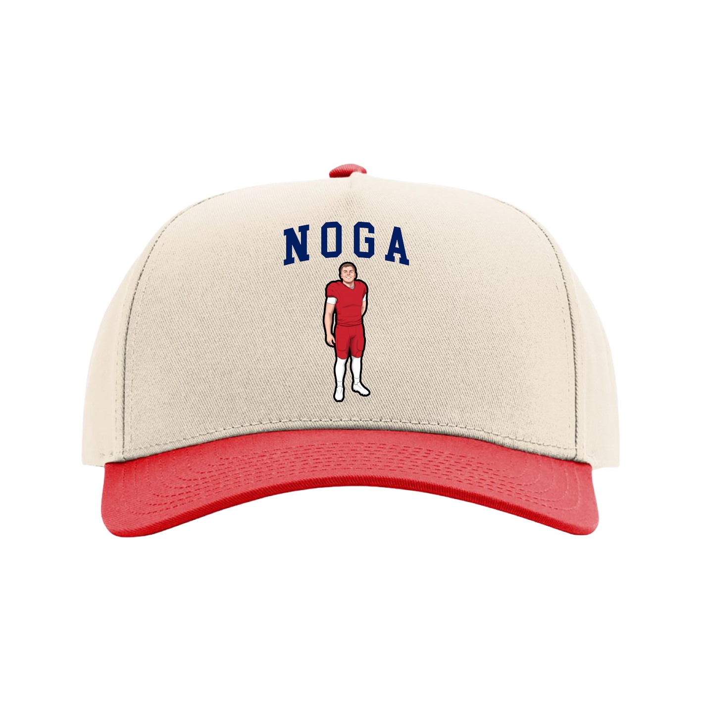 Full Fabric Five-Panel Champ Cap — Shirsey in Cream/Red