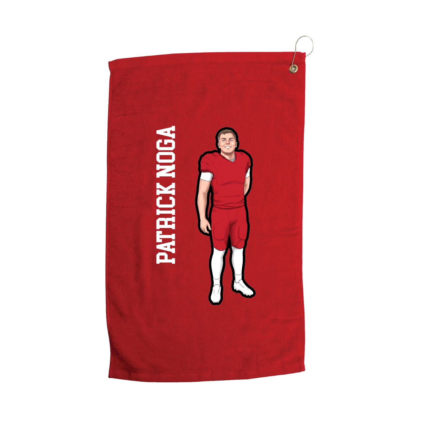 Golf Towel — Name Vertical in Red
