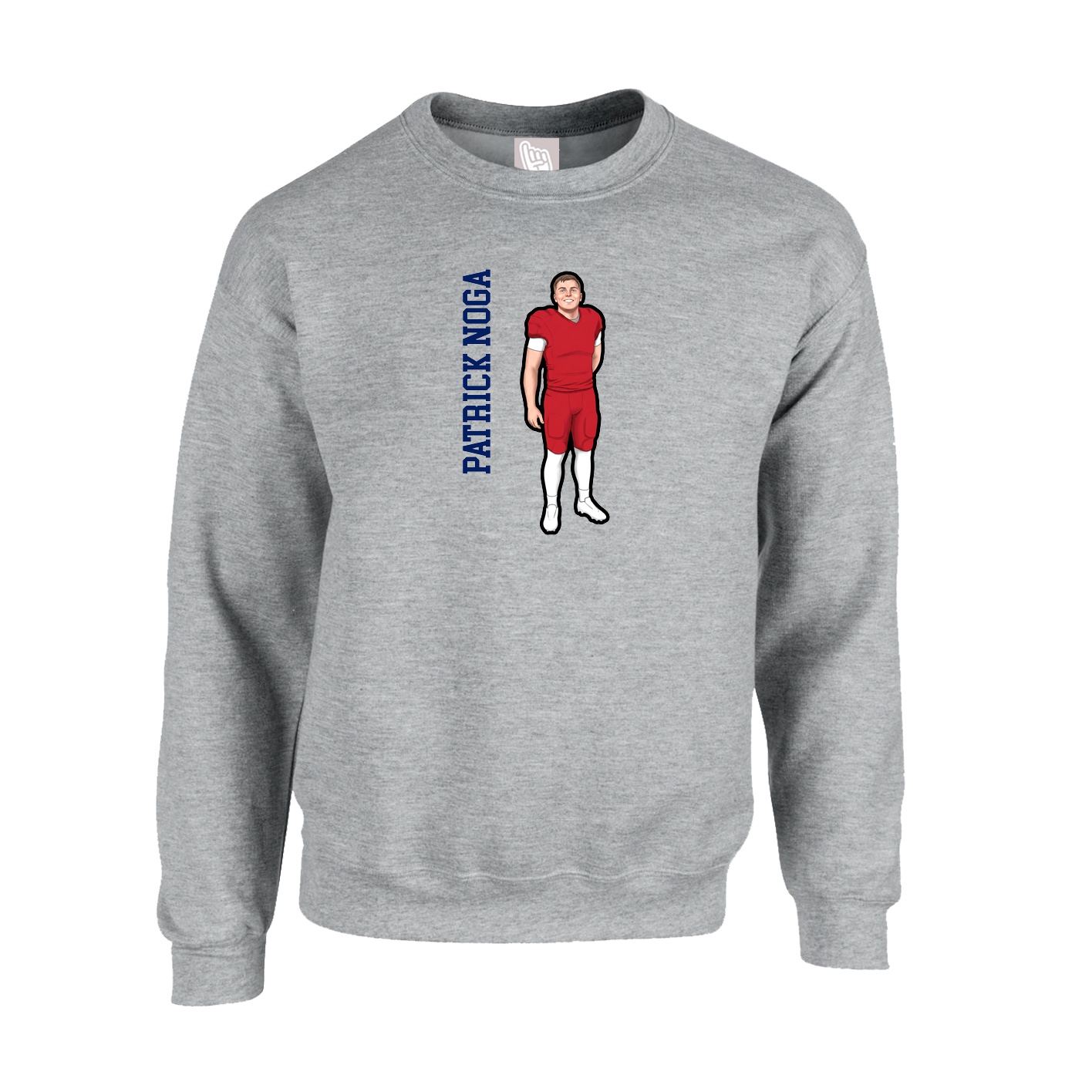 Fleece Crew — Name Vertical in Grey