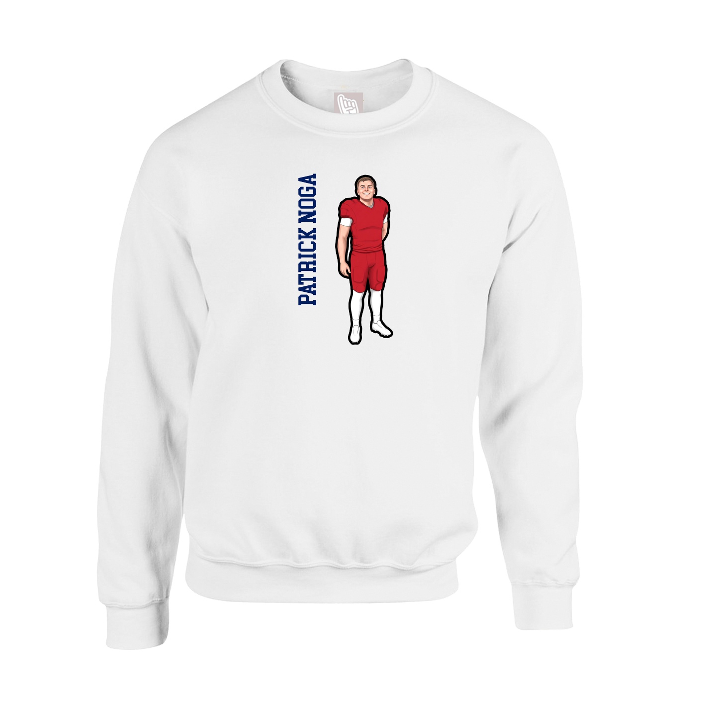 Fleece Crew — Name Vertical in White