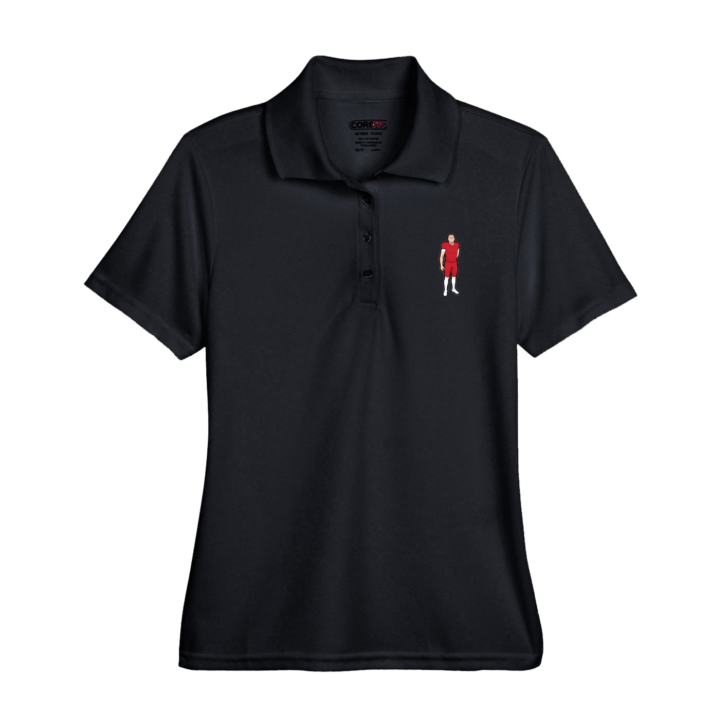 Womens Performance Polo — Name Vertical in Black