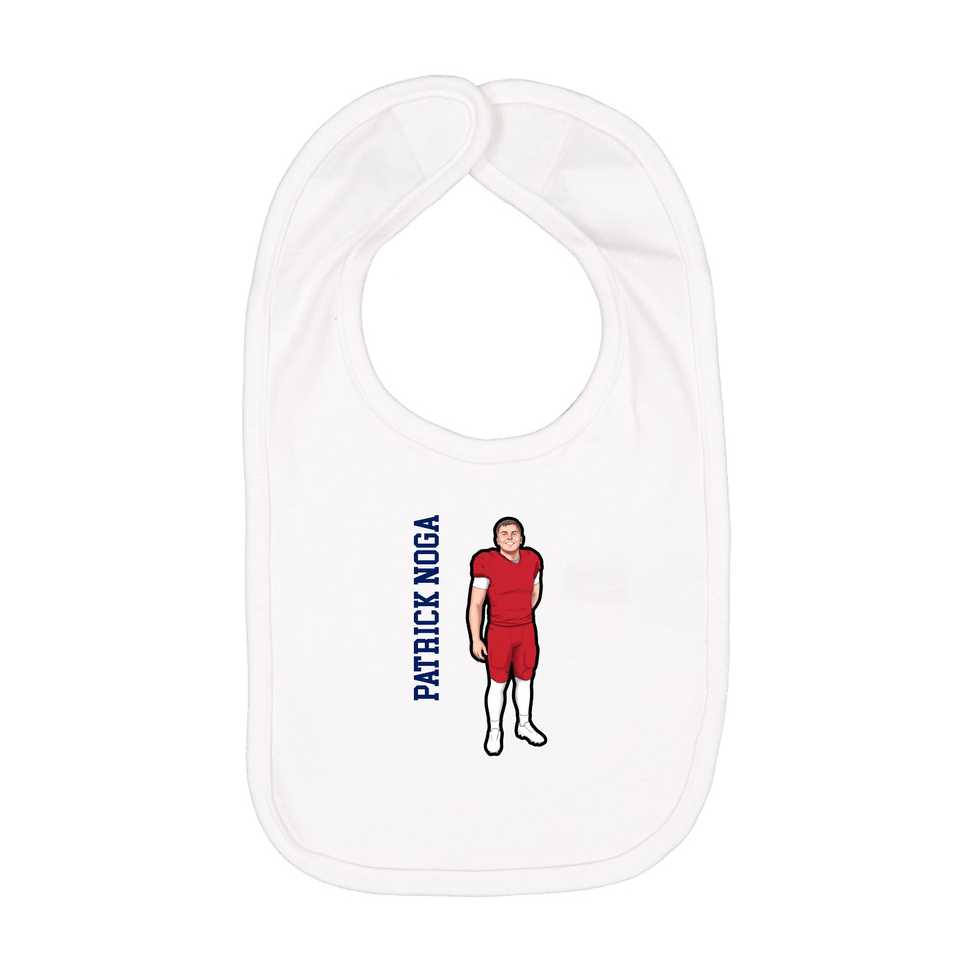 Infant Bib — Name Vertical in White
