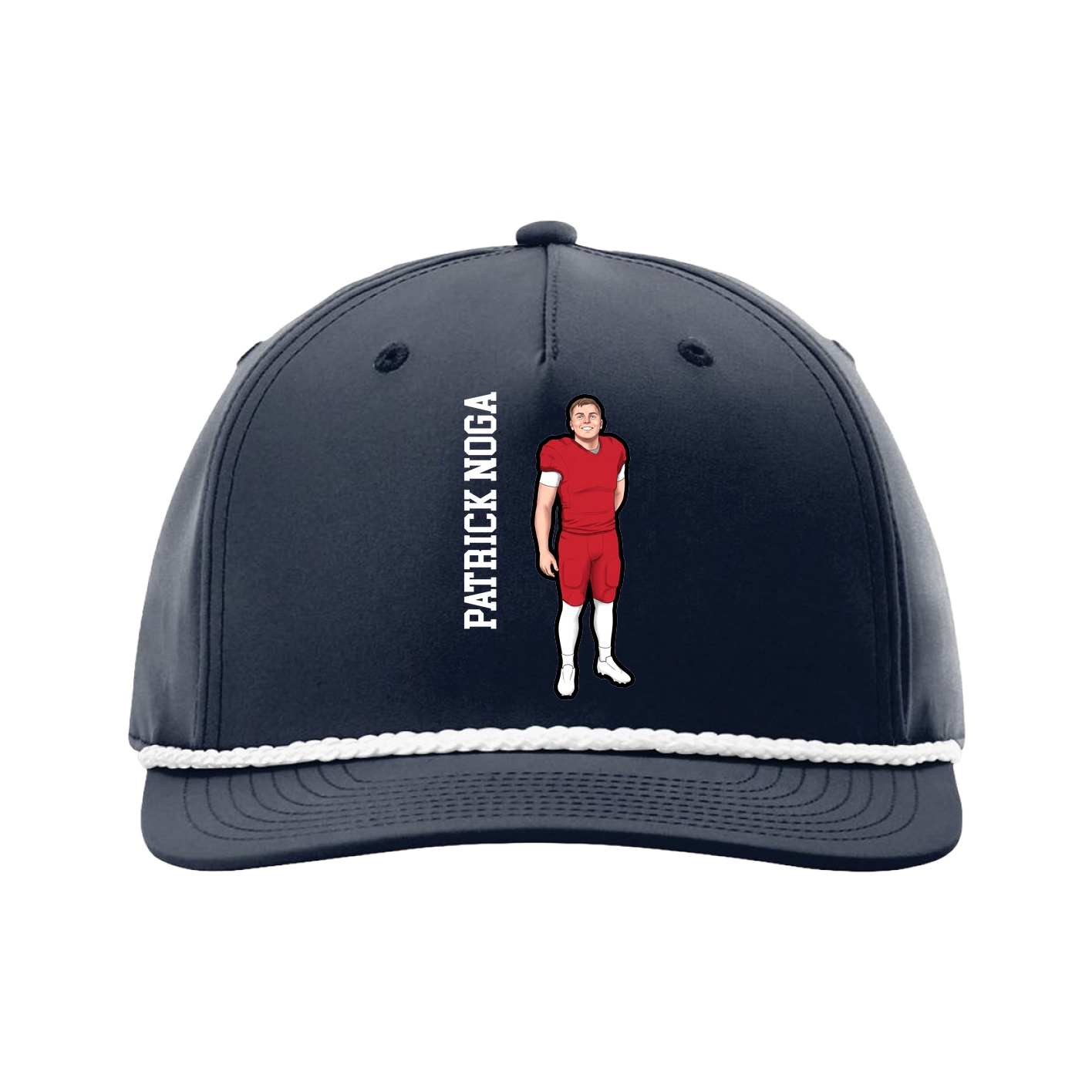 Five-Panel Classic Rope Cap — Name Vertical in Navy
