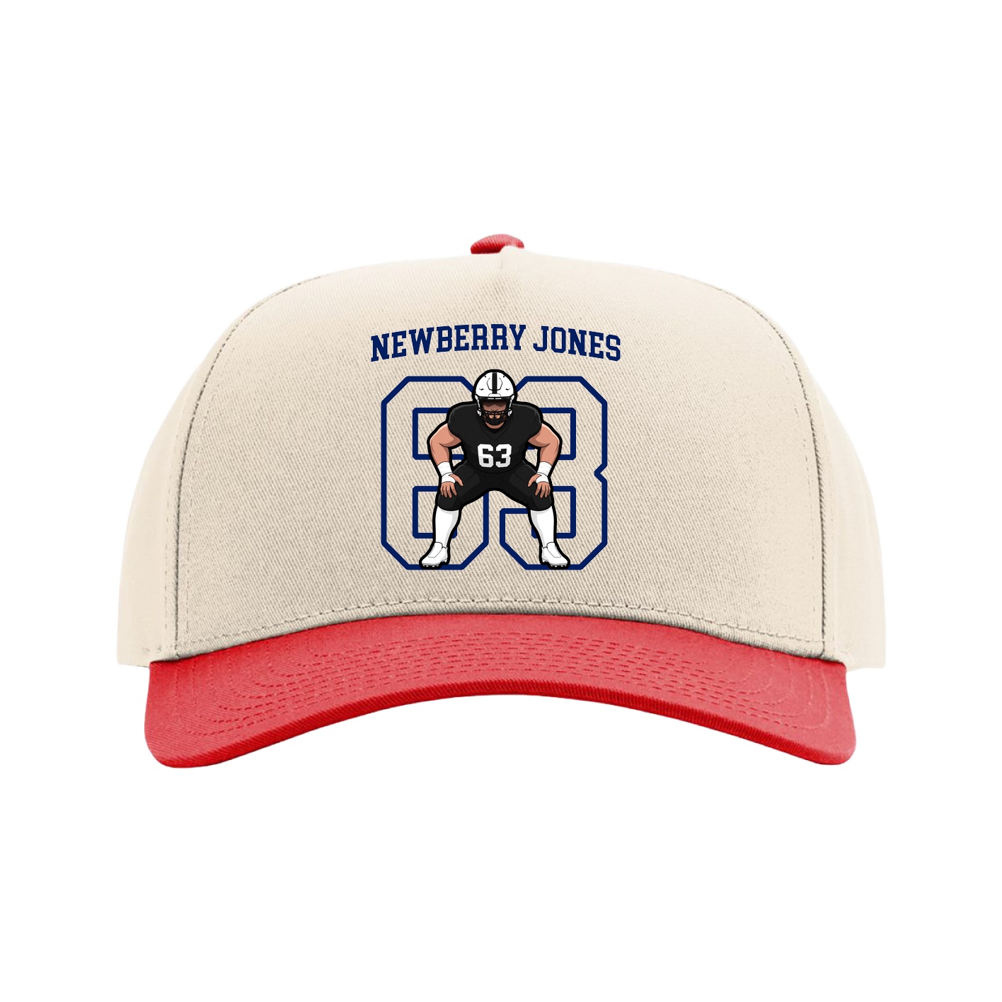 Full Fabric Five-Panel Champ Cap — Shirsey in Cream/Red