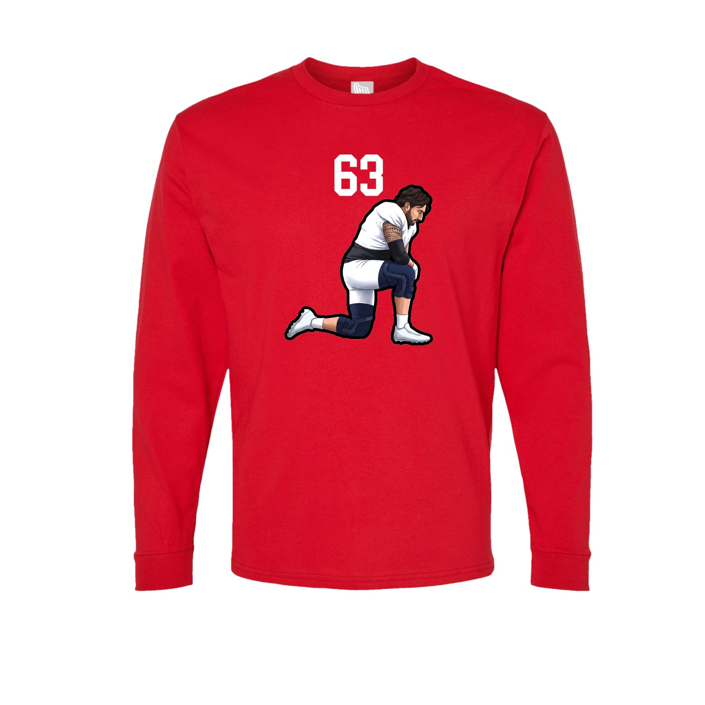 Long Sleeve Tee — Number Top in Red