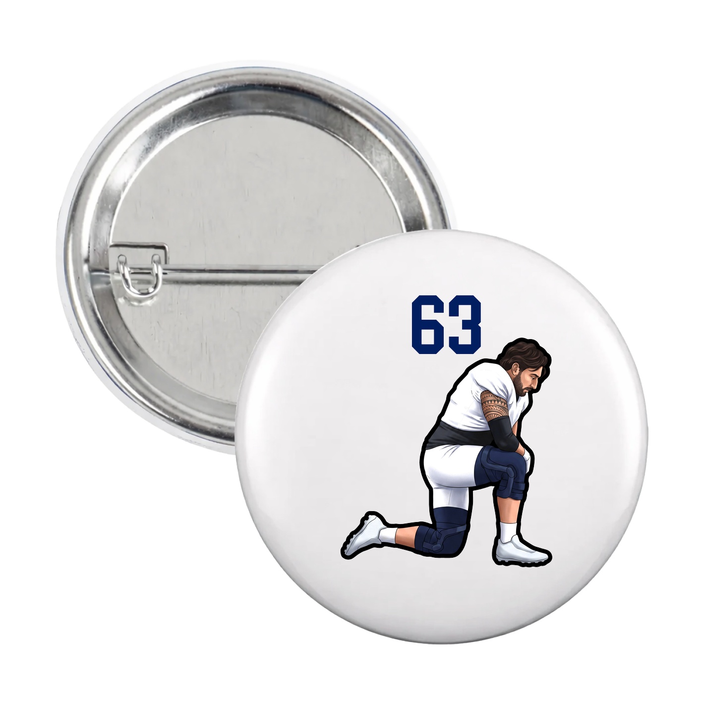 Game Day Button — Number Top in White