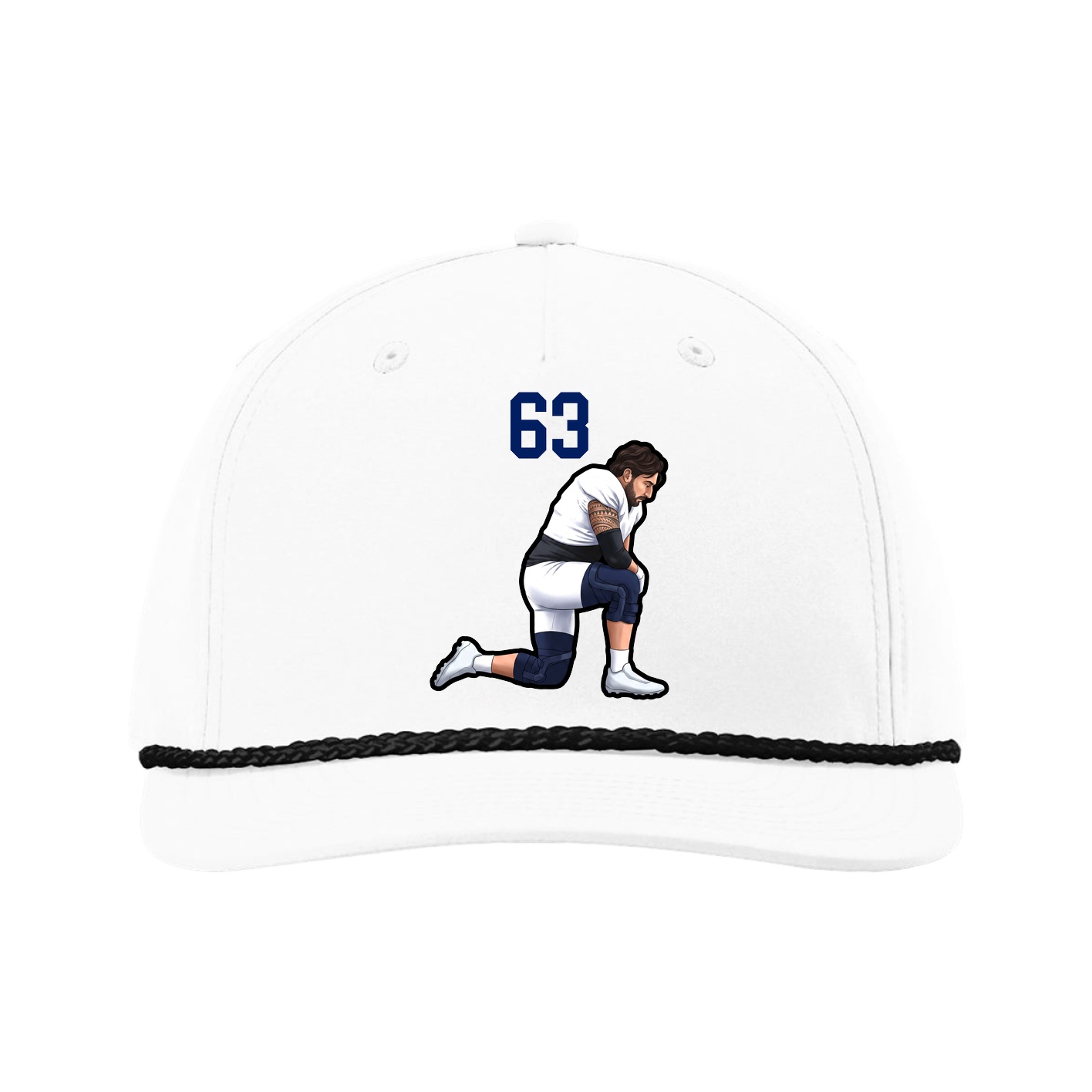 Five-Panel Classic Rope Cap — Number Top in White