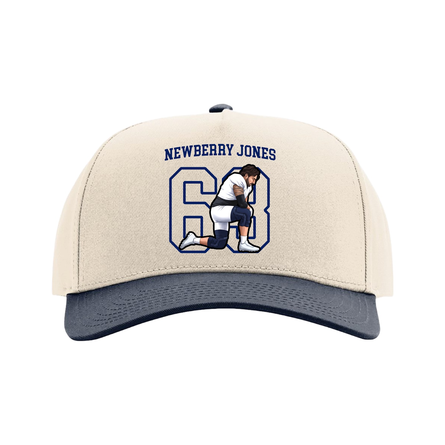Full Fabric Five-Panel Champ Cap — Shirsey in Cream/Navy