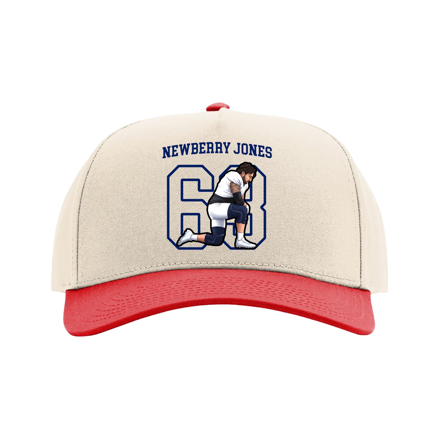 Full Fabric Five-Panel Champ Cap — Shirsey in Cream/Red