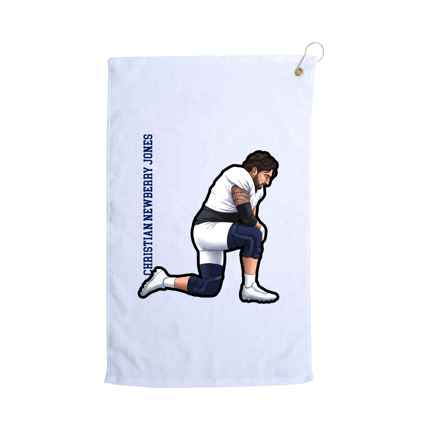Golf Towel — Name Vertical in White