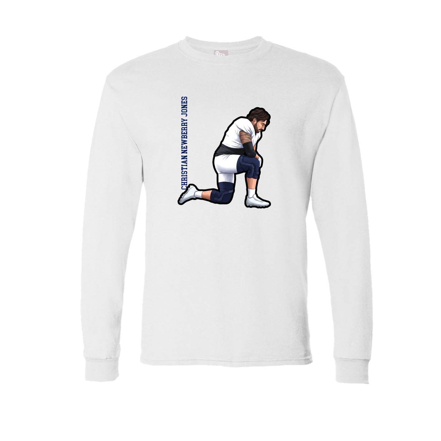 Long Sleeve Tee — Name Vertical in White