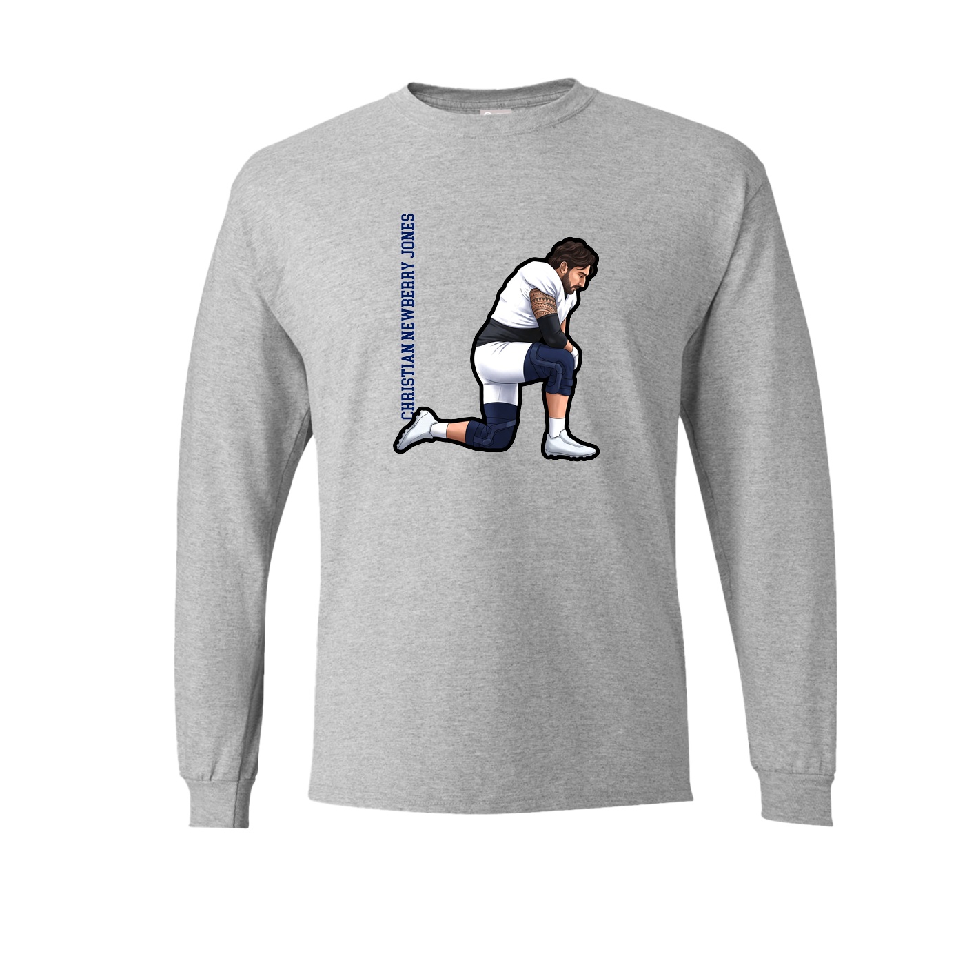 Long Sleeve Tee — Name Vertical in Grey