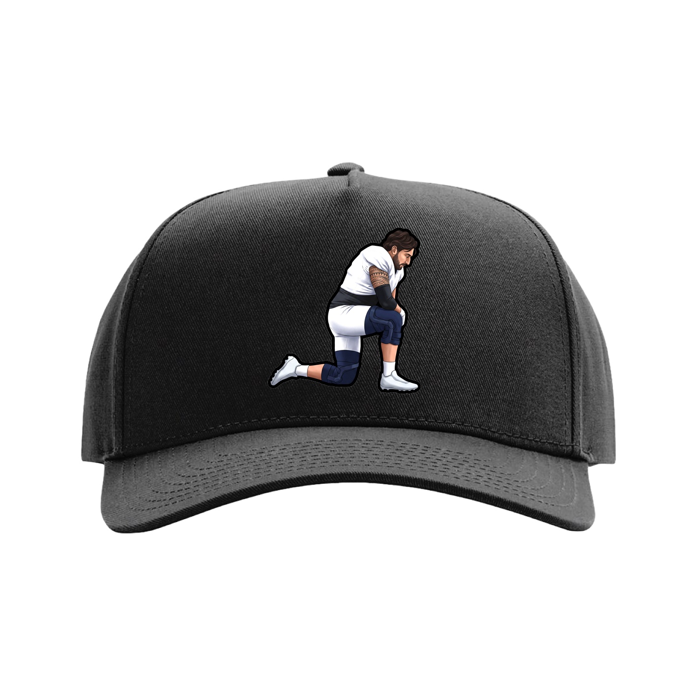 Full Fabric Five-Panel Champ Cap — Name Vertical in Black
