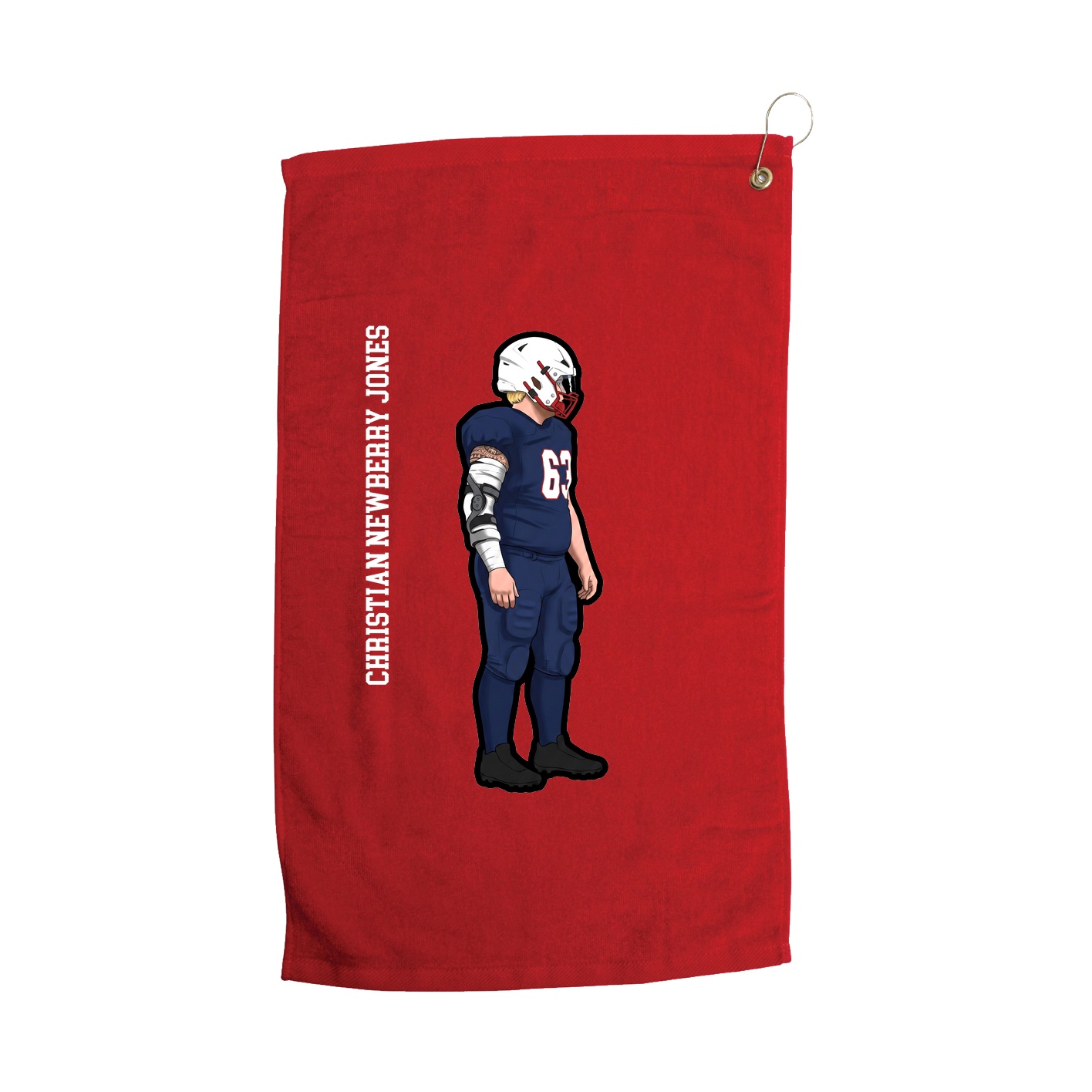 Golf Towel — Name Vertical in Red