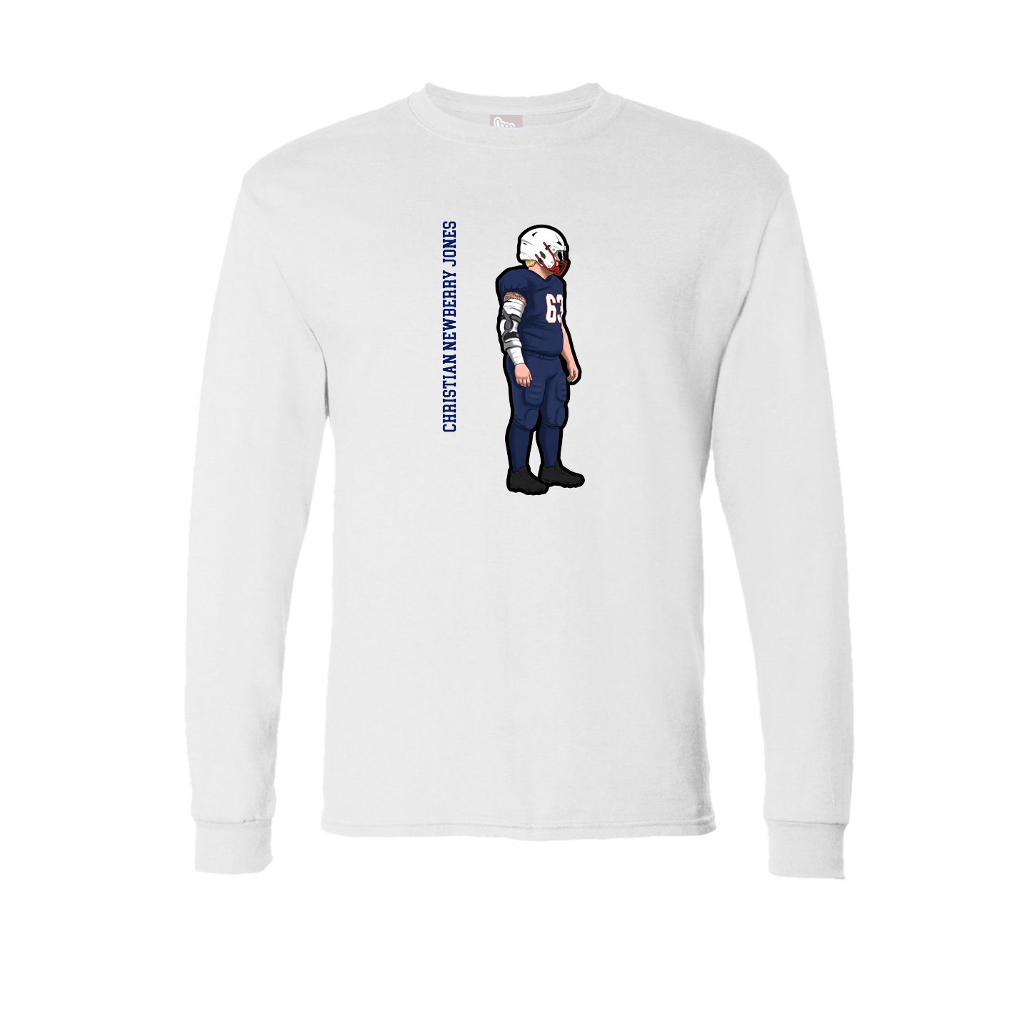 Long Sleeve Tee — Name Vertical in White