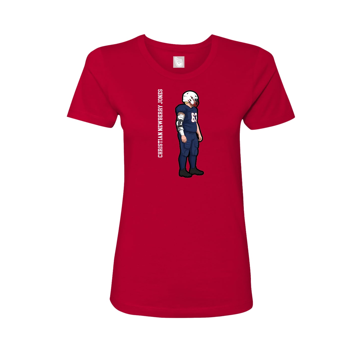 Fitted Women's Tee — Name Vertical in Red