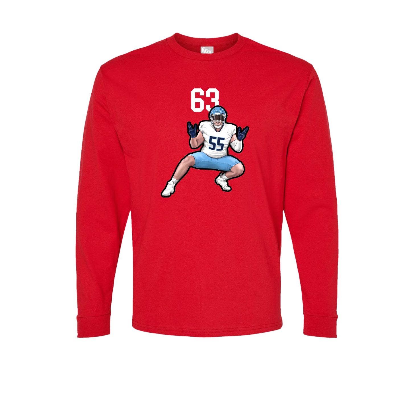 Long Sleeve Tee — Number Top in Red