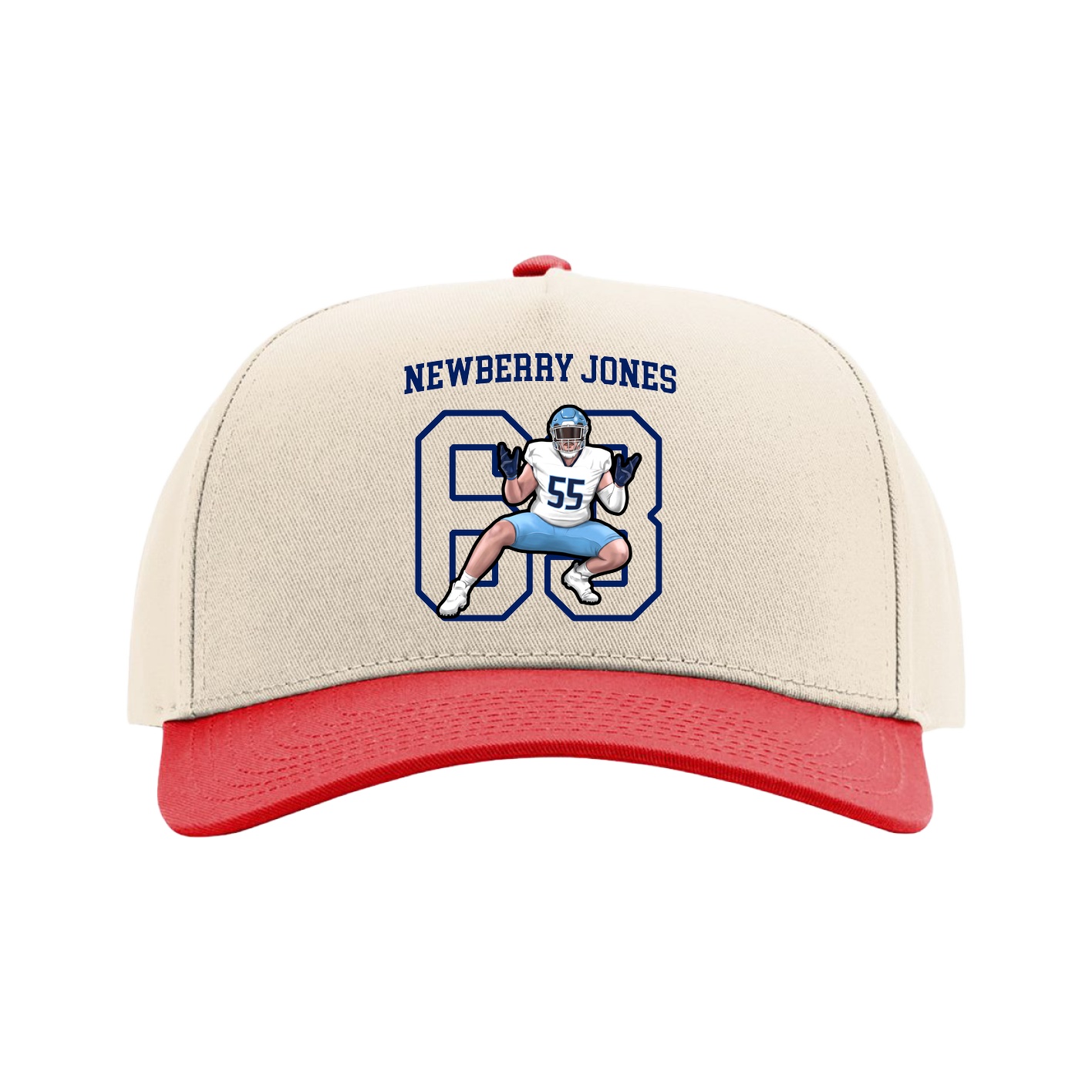 Full Fabric Five-Panel Champ Cap — Shirsey in Cream/Red