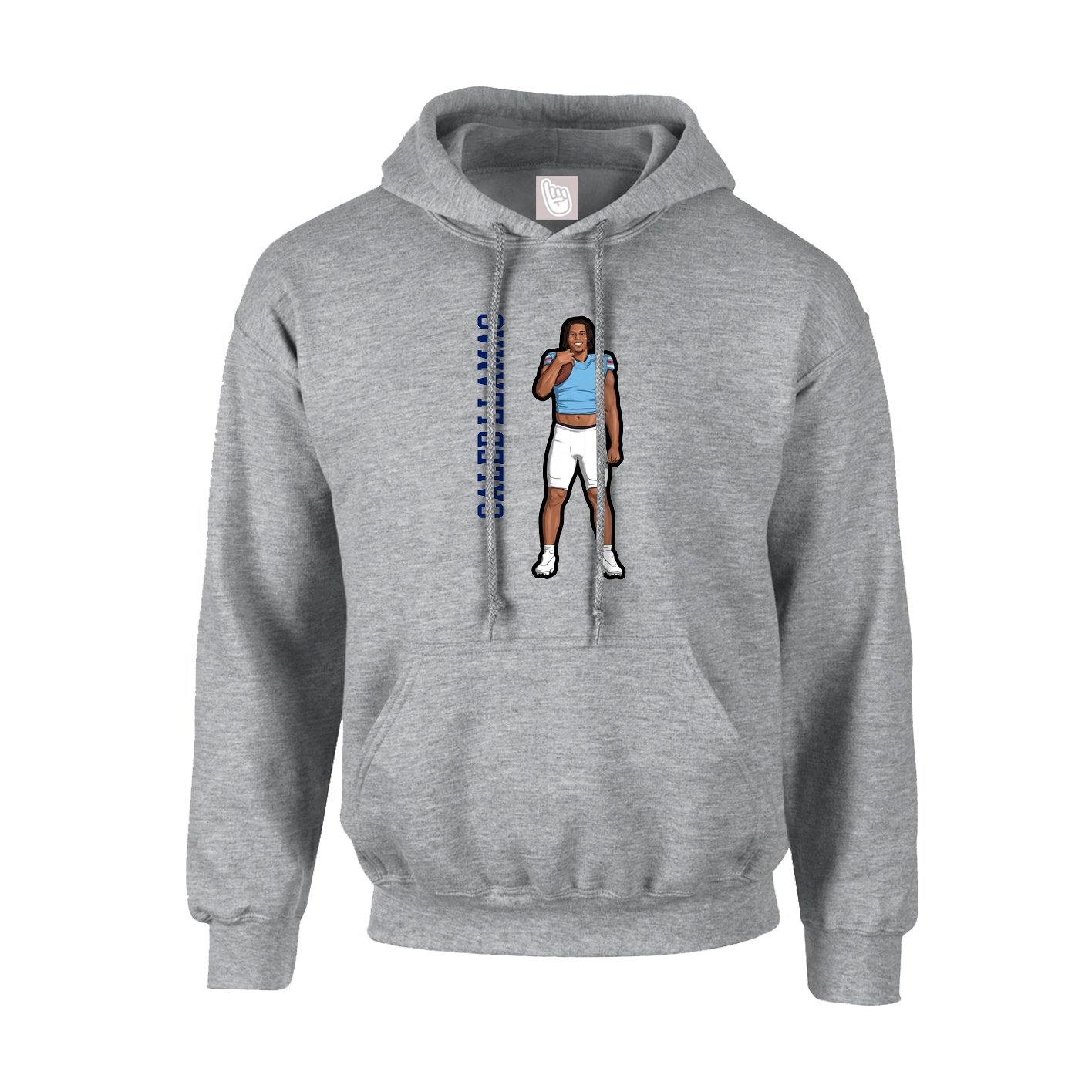 Hoodie — Name Vertical in Grey