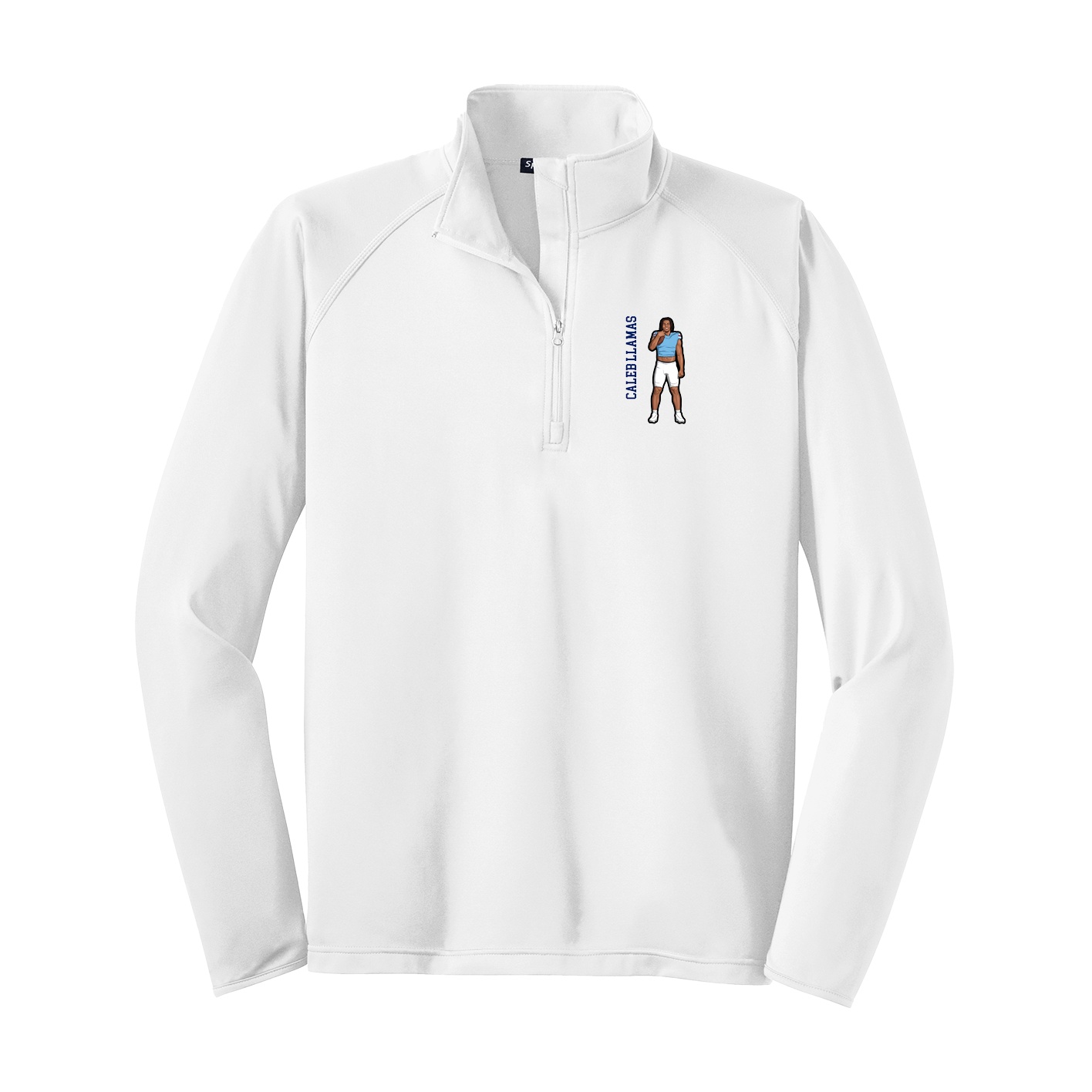 Q-Zip Pullover — Name Vertical in White