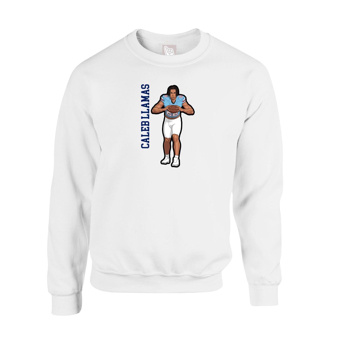 Fleece Crew — Name Vertical in White