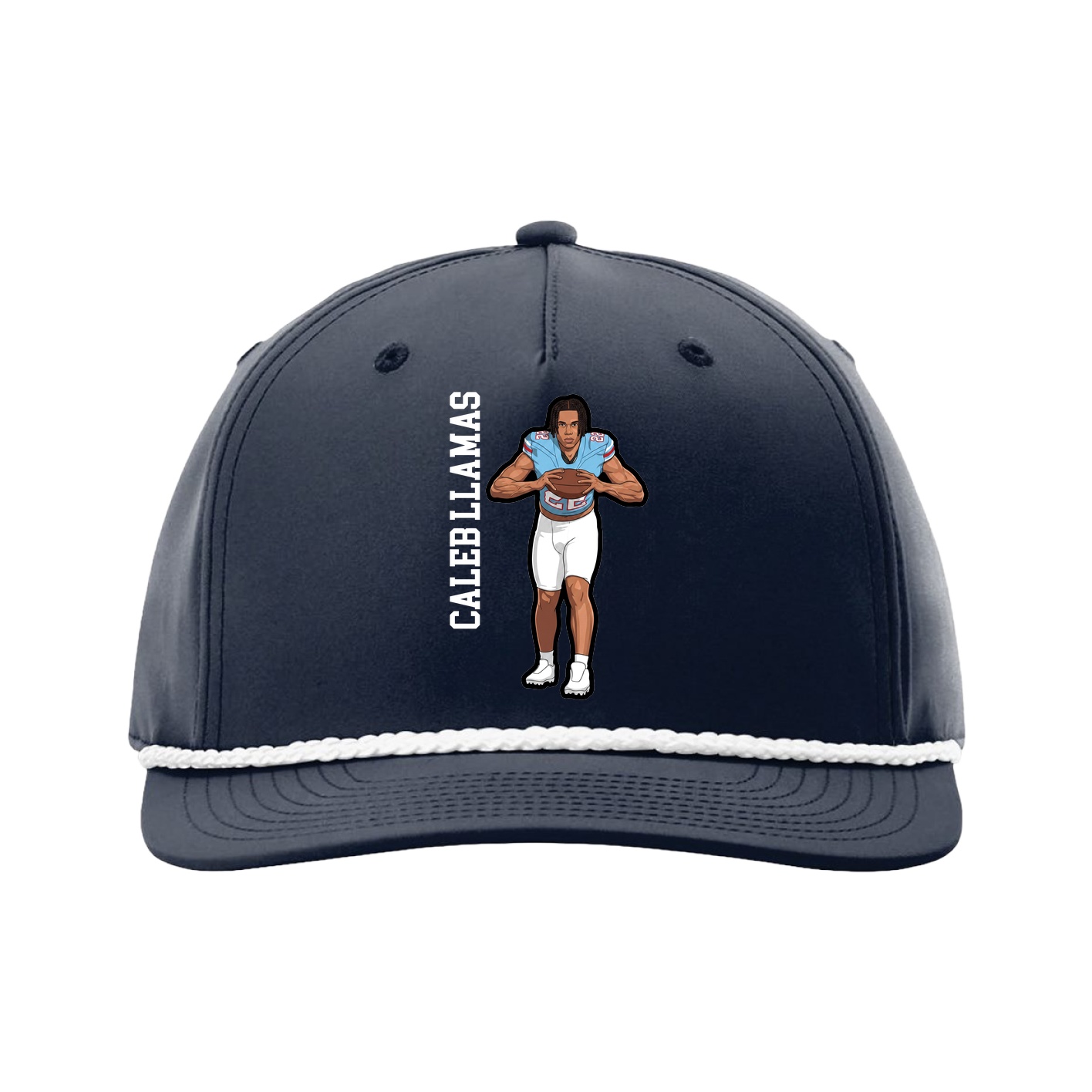 Five-Panel Classic Rope Cap — Name Vertical in Navy