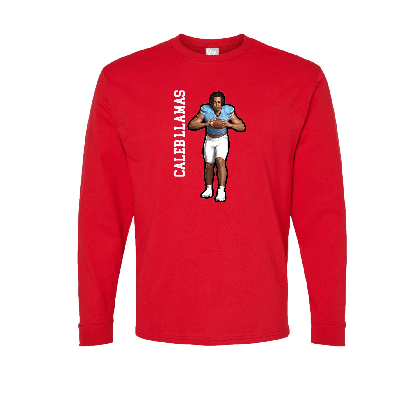 Long Sleeve Tee — Name Vertical in Red